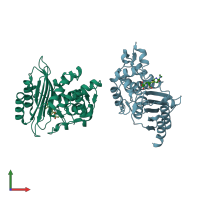 PDB entry 7llb coloured by chain, front view.