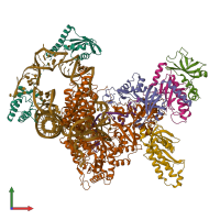 PDB entry 7lma coloured by chain, front view.