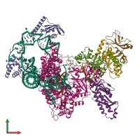 PDB entry 7lmb coloured by chain, front view.