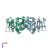 PDB entry 7lnw coloured by chain, top view.