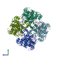 PDB entry 7lpd coloured by chain, side view.