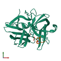 PDB entry 7lpr coloured by chain, front view.