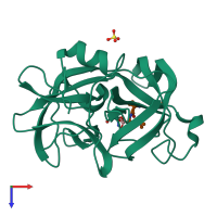 PDB entry 7lpr coloured by chain, top view.