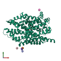 PDB entry 7lqk coloured by chain, front view.