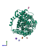 PDB entry 7lqk coloured by chain, side view.