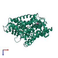 PDB entry 7lqk coloured by chain, top view.