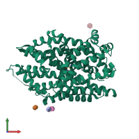 PDB entry 7lql coloured by chain, front view.