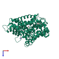 PDB entry 7lql coloured by chain, top view.