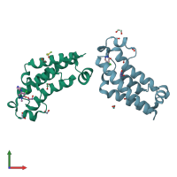 PDB entry 7lro coloured by chain, front view.