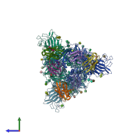 PDB entry 7ls9 coloured by chain, side view.