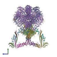 PDB entry 7lt3 coloured by chain, side view.