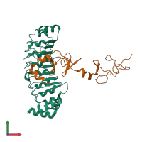 PDB entry 7lt9 coloured by chain, front view.