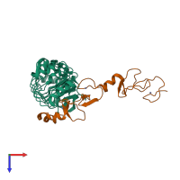 PDB entry 7lt9 coloured by chain, top view.