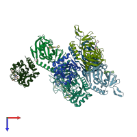 PDB entry 7lun coloured by chain, top view.