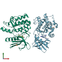 PDB entry 7lvh coloured by chain, front view.