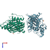 PDB entry 7lvh coloured by chain, top view.