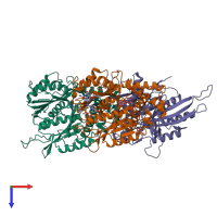 PDB entry 7lvq coloured by chain, top view.