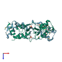 PDB entry 7lzg coloured by chain, top view.