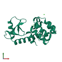 PDB entry 7lzm coloured by chain, front view.