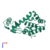 PDB entry 7lzm coloured by chain, top view.