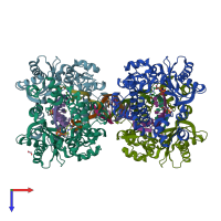 PDB entry 7m0e coloured by chain, top view.