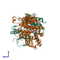PDB entry 7m0x coloured by chain, side view.