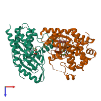 PDB entry 7m0x coloured by chain, top view.