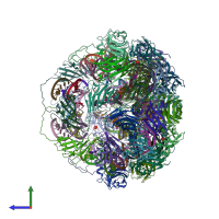PDB entry 7m2t coloured by chain, side view.