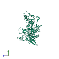 PDB entry 7m3m coloured by chain, side view.