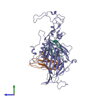 PDB entry 7m3n coloured by chain, side view.