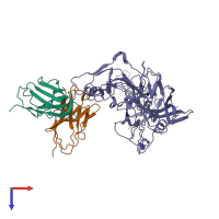 PDB entry 7m3n coloured by chain, top view.