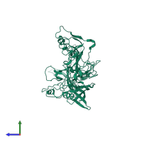 PDB entry 7m3o coloured by chain, side view.
