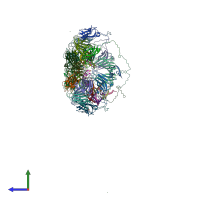 PDB entry 7m3t coloured by chain, side view.