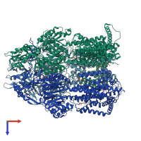 PDB entry 7m4p coloured by chain, top view.