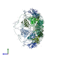 PDB entry 7m54 coloured by chain, side view.