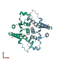 PDB entry 7m5h coloured by chain, front view.
