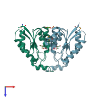 PDB entry 7m5h coloured by chain, top view.