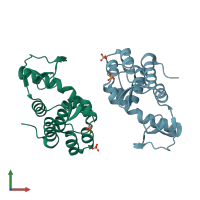 PDB entry 7m5i coloured by chain, front view.