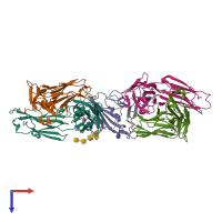 PDB entry 7m6d coloured by chain, top view.