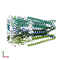 PDB entry 7m6p coloured by chain, front view.