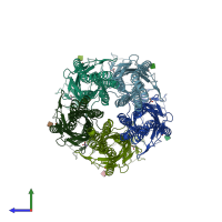 PDB entry 7m6p coloured by chain, side view.