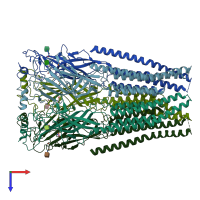 PDB entry 7m6p coloured by chain, top view.