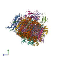 PDB entry 7m75 coloured by chain, side view.