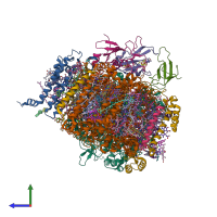 PDB entry 7m78 coloured by chain, side view.