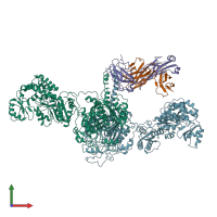 PDB entry 7m7e coloured by chain, front view.