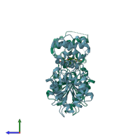 PDB entry 7m7v coloured by chain, side view.