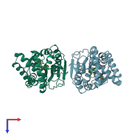 PDB entry 7m7v coloured by chain, top view.