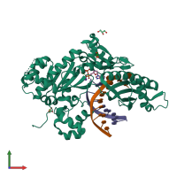 PDB entry 7m83 coloured by chain, front view.