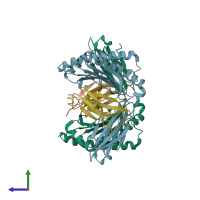 PDB entry 7m8s coloured by chain, side view.