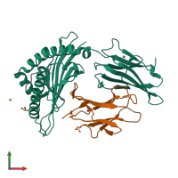 PDB entry 7m8t coloured by chain, front view.